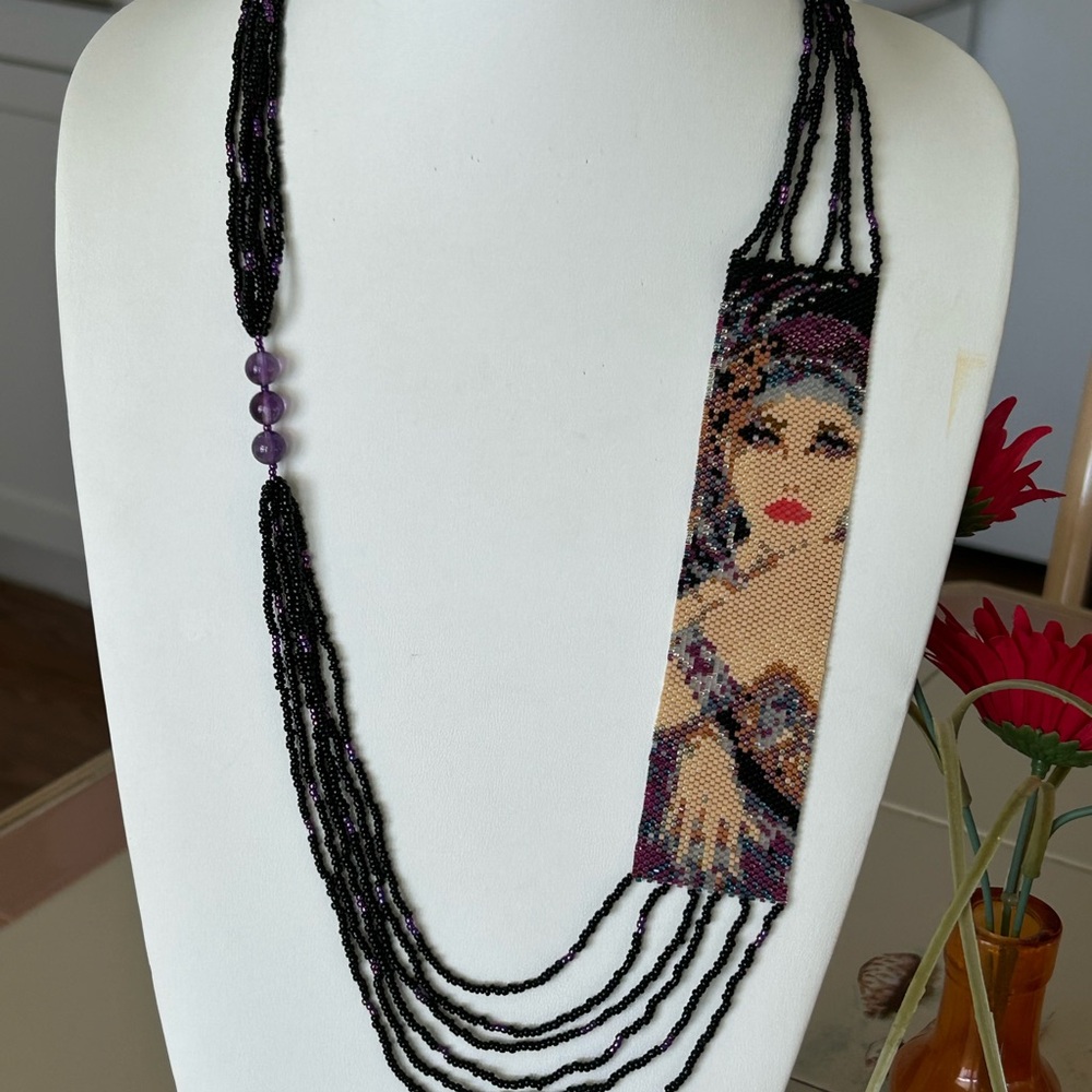 Colorful Beaded Portrait Art